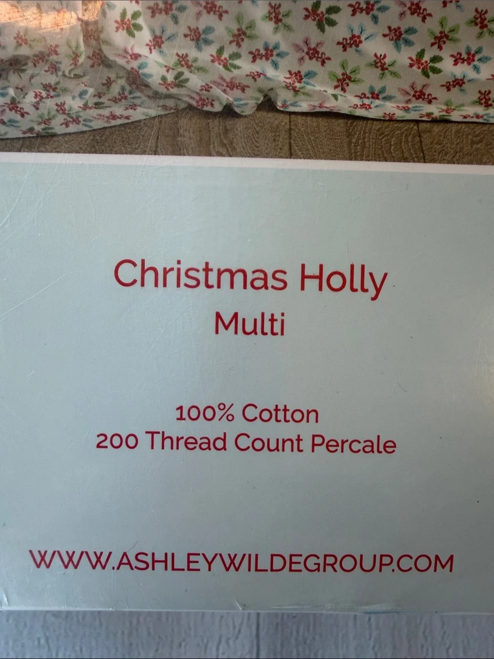 Cath Kidston Christmas Holly Print Queen Sheet Set NWT White Red Green Pink Blue